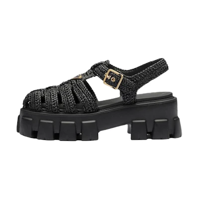 (W) Prada Monolith Fabric Woven Buckle Slide 'Black'