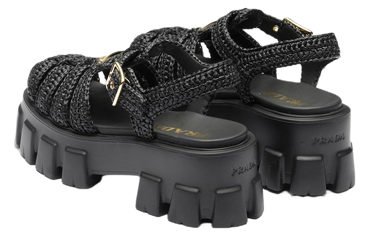 (W) Prada Monolith Fabric Woven Buckle Slide 'Black' 圖 4