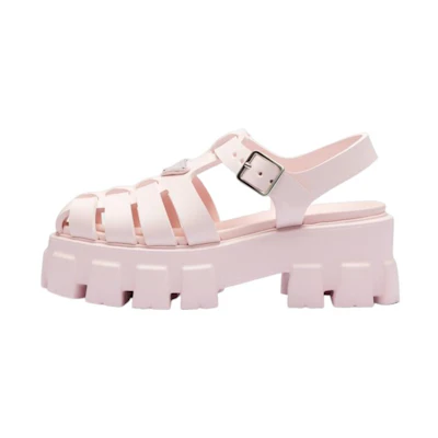 (W) Prada Monolith Foam Rubber 55mm Sandals Alabaster Pink
