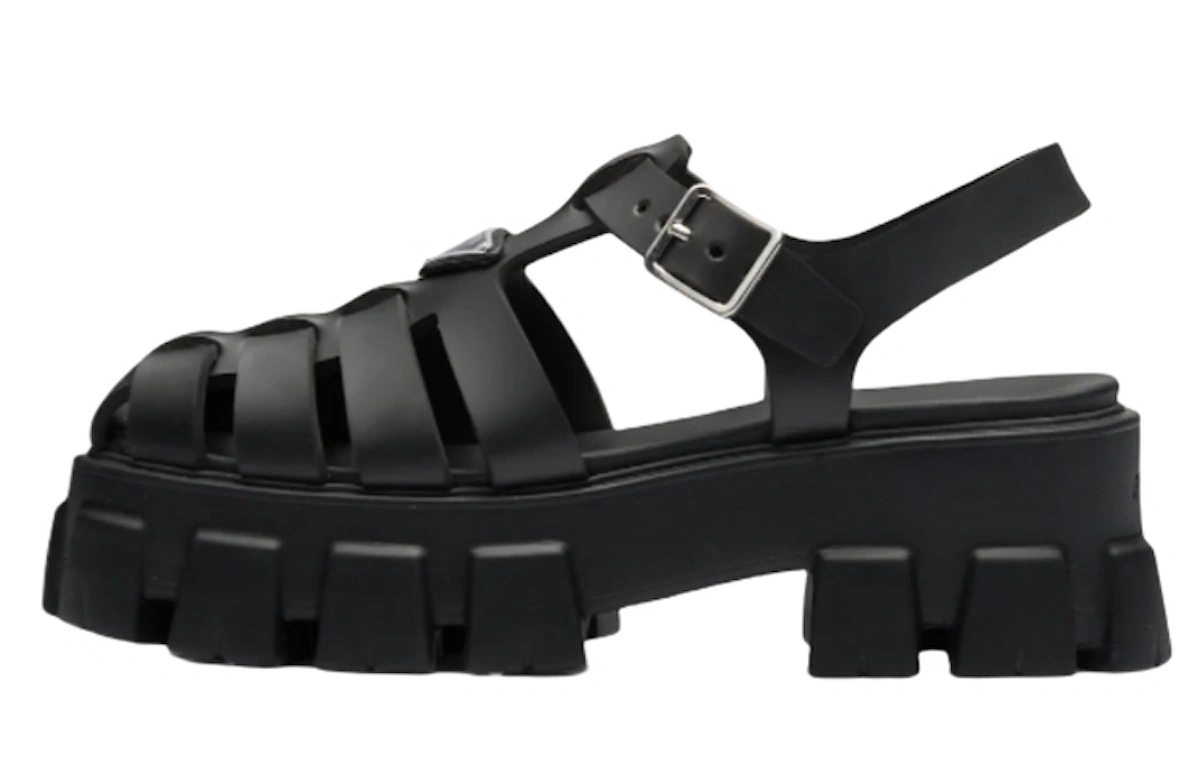 (Women) Prada Monolith Foam Rubber 55mm Sandals Black