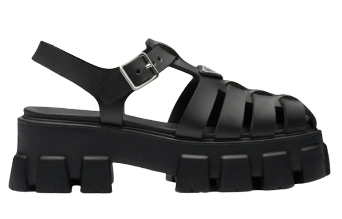 (Women) Prada Monolith Foam Rubber 55mm Sandals Black
