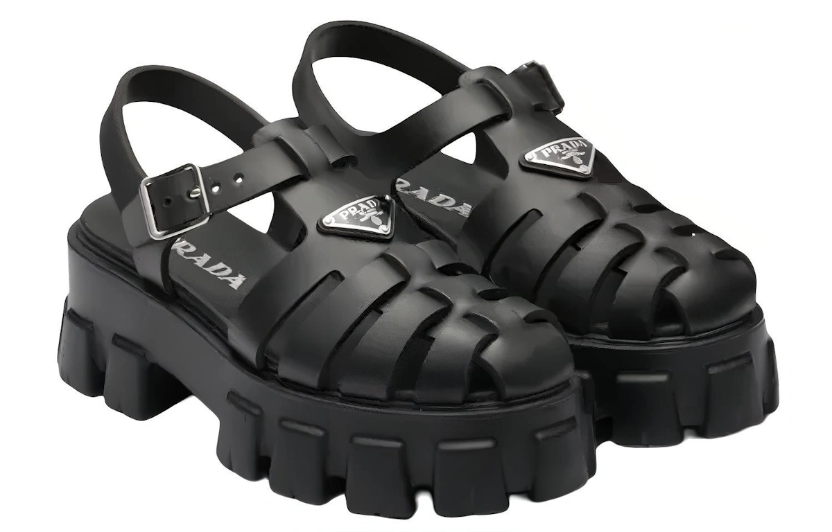 (Women) Prada Monolith Foam Rubber 55mm Sandals Black
