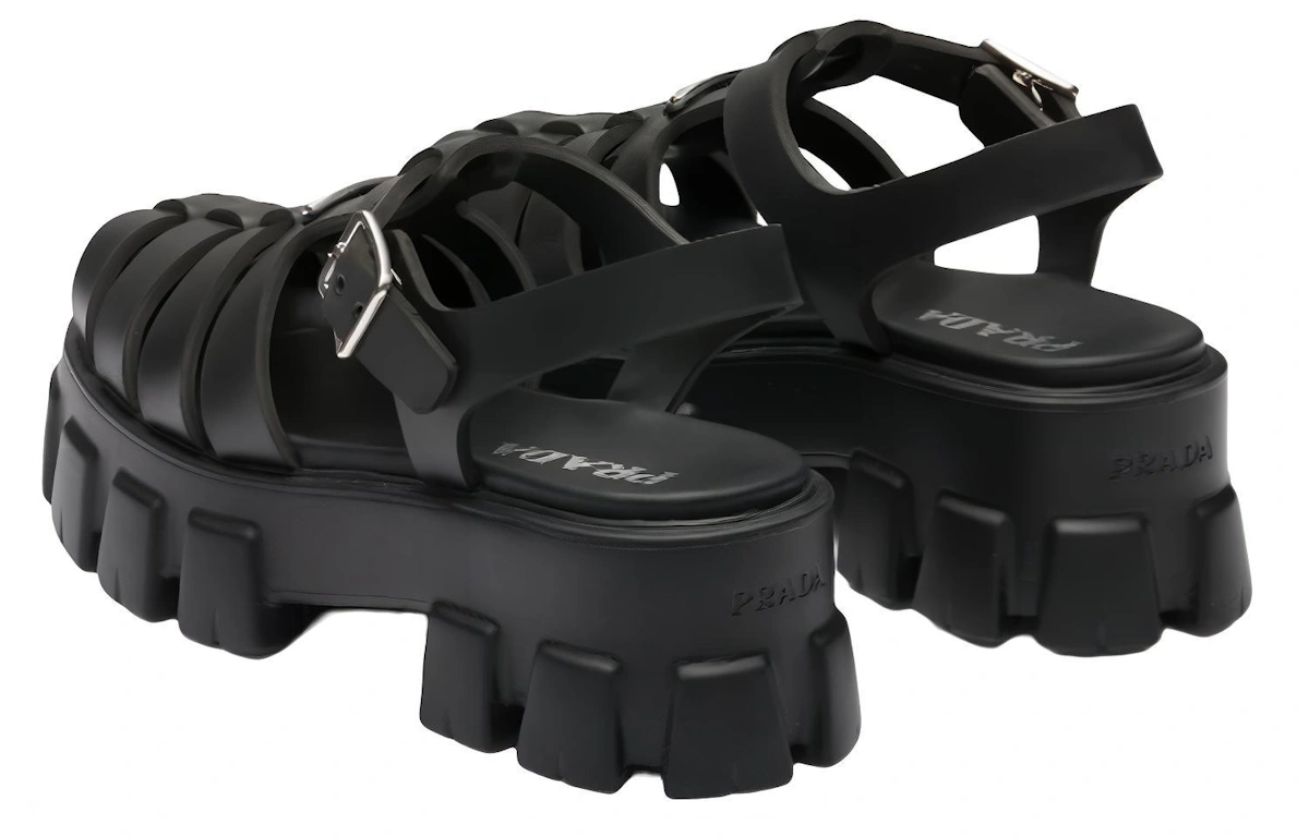 (Women) Prada Monolith Foam Rubber 55mm Sandals Black