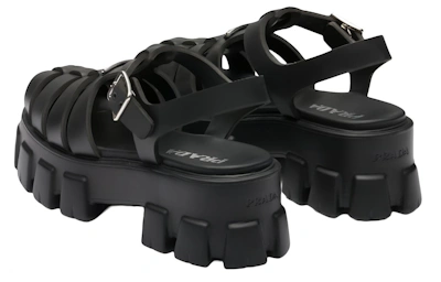 (Women) Prada Monolith Foam Rubber 55mm Sandals Black