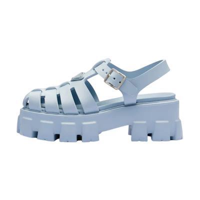 (W) Prada Monolith Foam Rubber 55mm Sandals Light Blue