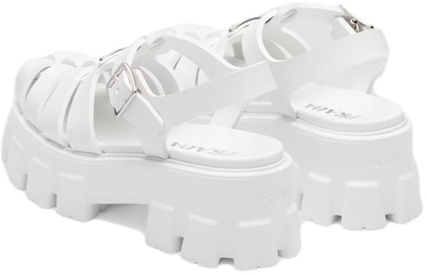 (W) 普拉达Monolith 55mm白色泡沫橡胶凉鞋 1X853M_3LKK_F0009_F_055 Shop (W) 普拉达Monolith 55mm白色泡沫橡胶凉鞋 1X853M_3LKK_F0009_F_055