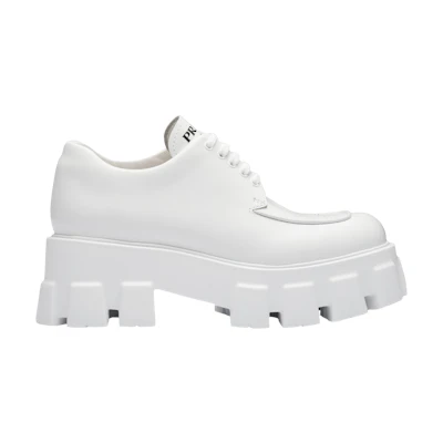 (W) Prada Monolith Lace Up 'White'