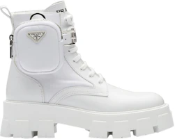 (Women) Prada Monolith Leather and Re-Nylon Boot 'White' 1T255M-3LFR-F0009 (Women) Prada Monolith Leather and Re-Nylon Boot 'White' 1T255M-3LFR-F0009