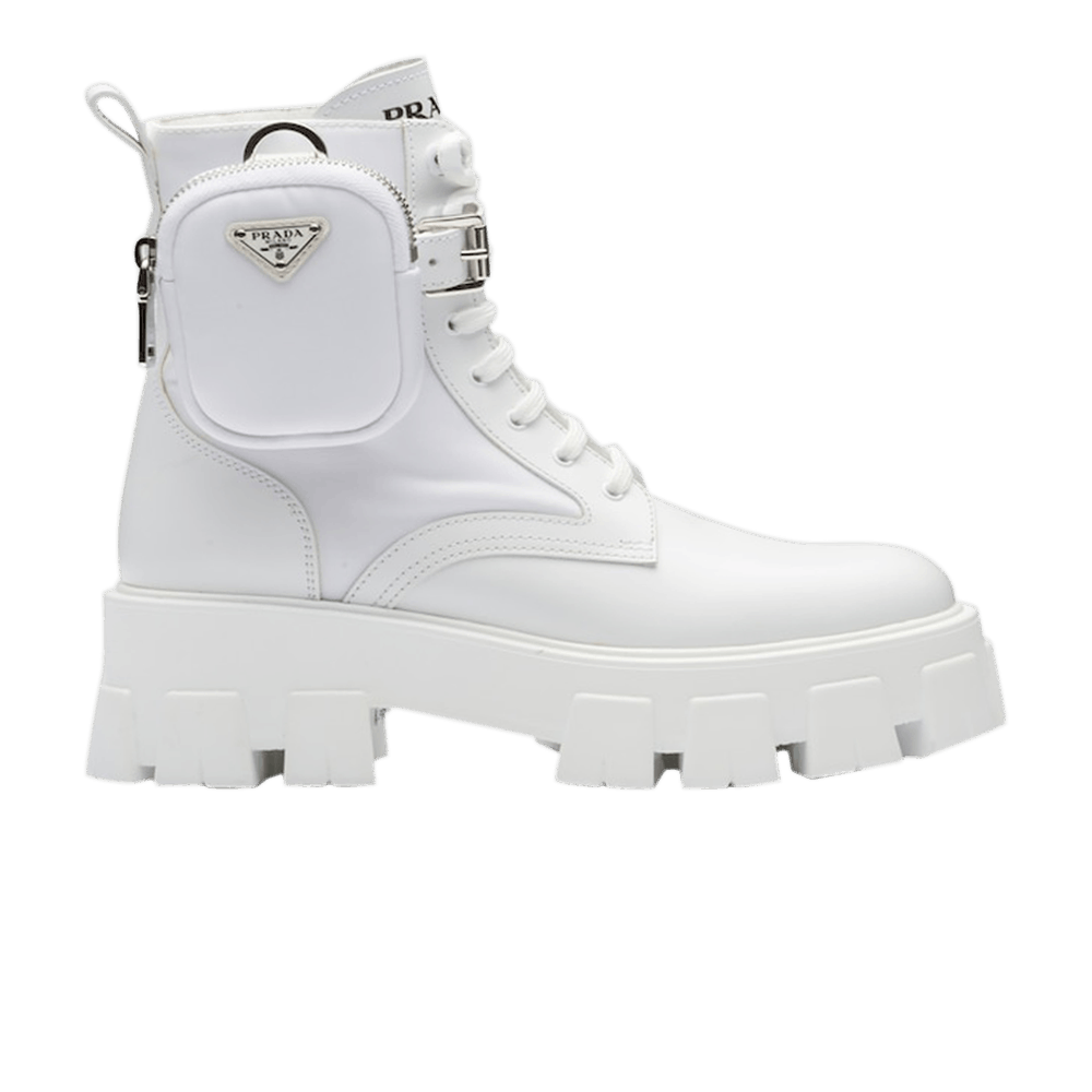 (Women) Prada Monolith Leather and Re-Nylon Boot 'White'  1T255M-3LFR-F0009