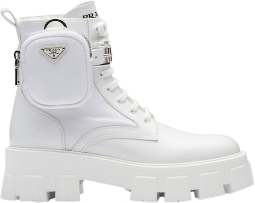 (Women) Prada Monolith Leather and Re-Nylon Boot 'White' 1T255M-3LFR-F0009 Buy (Women) Prada Monolith Leather and Re-Nylon Boot 'White' 1T255M-3LFR-F0009