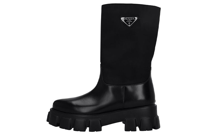 (W) Prada Monolith Leather Ankle Boot 'Black'