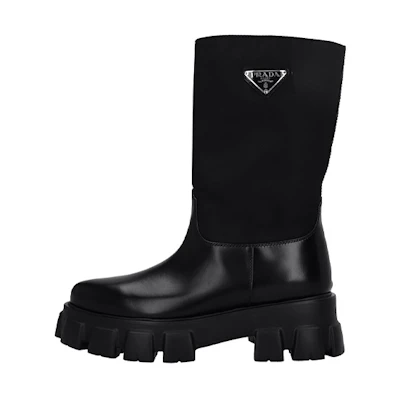 (W) Prada Monolith Leather Ankle Boot 'Black'