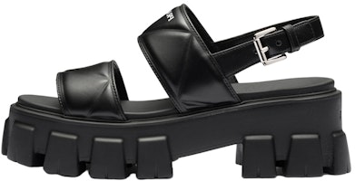 (Women) Prada Monolith Leather Buckle Peep Toe Flat 'Black' 1X040N_ASK_F0002_F_055 (Women) Prada Monolith Leather Buckle Peep Toe Flat 'Black' 1X040N_ASK_F0002_F_055