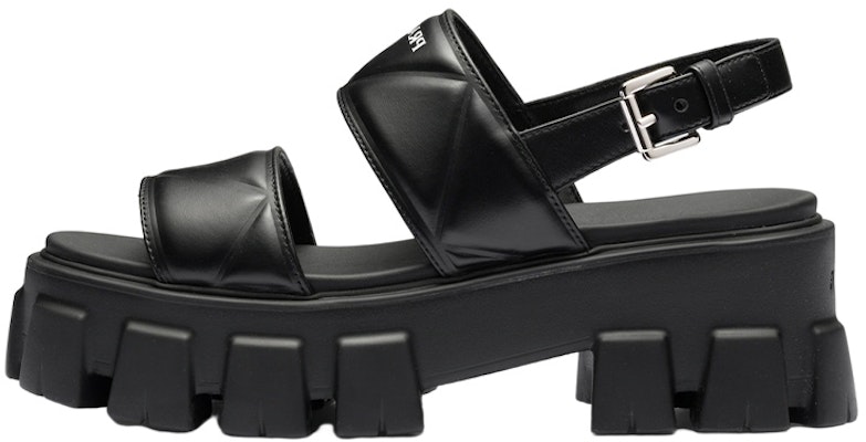 (Women) Prada Monolith Leather Buckle Peep Toe Flat 'Black' 1X040N_ASK_F0002_F_055 Buy (Women) Prada Monolith Leather Buckle Peep Toe Flat 'Black' 1X040N_ASK_F0002_F_055