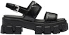(Women) Prada Monolith Leather Buckle Peep Toe Flat 'Black' 1X040N_ASK_F0002_F_055