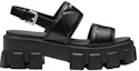 Order (Women) Prada Monolith Leather Buckle Peep Toe Flat 'Black' 1X040N_ASK_F0002_F_055