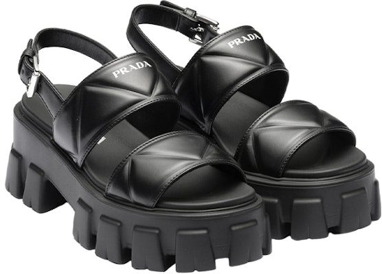 (Women) Prada Monolith Leather Buckle Peep Toe Flat 'Black' 1X040N_ASK_F0002_F_055 Lookbook (Women) Prada Monolith Leather Buckle Peep Toe Flat 'Black' 1X040N_ASK_F0002_F_055