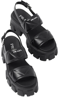 (W) Prada Monolith Leder Peep Toe Sandale mit Schnalle ''Schwarz'' 1X040N_ASK_F0002_F_055 Shop (W) Prada Monolith Leder Peep Toe Sandale mit Schnalle ''Schwarz'' 1X040N_ASK_F0002_F_055