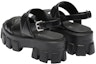 Purchase (Women) Prada Monolith Leather Buckle Peep Toe Flat 'Black' 1X040N_ASK_F0002_F_055