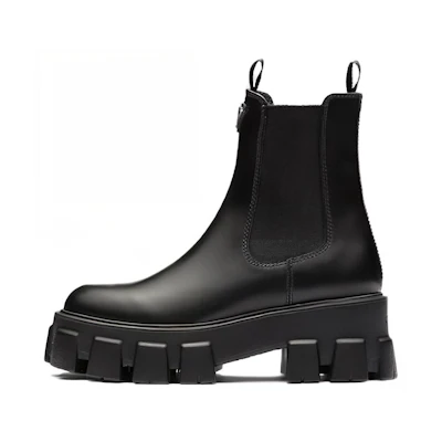 (W) Prada Monolith Leather Chelsea Boots 'Black'
