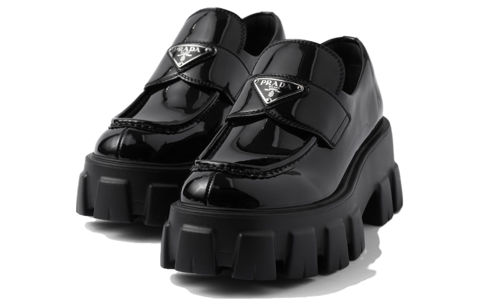 Lookbook PRADA普拉達 Monolith 圓頭套穿樂福鞋 5.5cm 女款 黑色