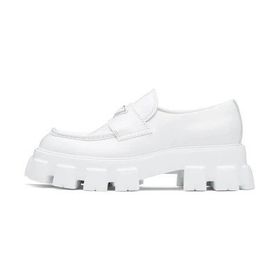 (W) Prada Monolith Loafer 'White Patent Leather'