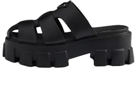 (Women) PRADA Monolith Metal Logo Slip-On Clog 5.5cm Black Shoes 1XX751_3LKK_F0002_F_055 (Women) PRADA Monolith Metal Logo Slip-On Clog 5.5cm Black Shoes 1XX751_3LKK_F0002_F_055