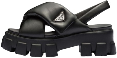 (Women) Prada Monolith Padded 55mm Sandals Black Nappa Leather 1X123N_2DL8_F0002_F_055 (Women) Prada Monolith Padded 55mm Sandals Black Nappa Leather 1X123N_2DL8_F0002_F_055