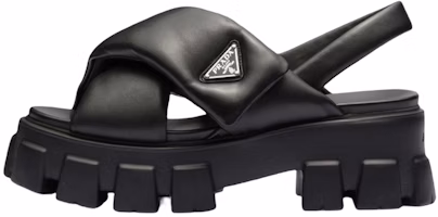 (Women) Prada Monolith Padded 55mm Sandals Black Nappa Leather 1X123N_2DL8_F0002_F_055 (Women) Prada Monolith Padded 55mm Sandals Black Nappa Leather 1X123N_2DL8_F0002_F_055