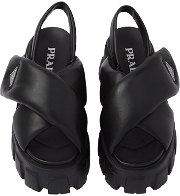 (Women) Prada Monolith Padded 55mm Sandals Black Nappa Leather 1X123N_2DL8_F0002_F_055 Lookbook (Women) Prada Monolith Padded 55mm Sandals Black Nappa Leather 1X123N_2DL8_F0002_F_055