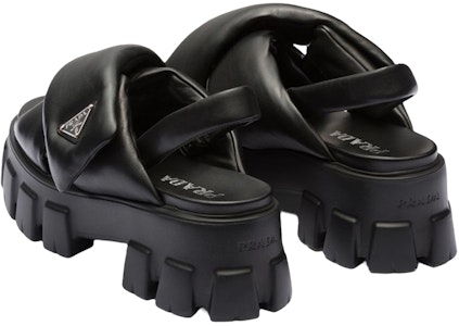 (W) 普拉达Monolith厚底55mm黑色软皮凉鞋 1X123N_2DL8_F0002_F_055 Shop (W) 普拉达Monolith厚底55mm黑色软皮凉鞋 1X123N_2DL8_F0002_F_055