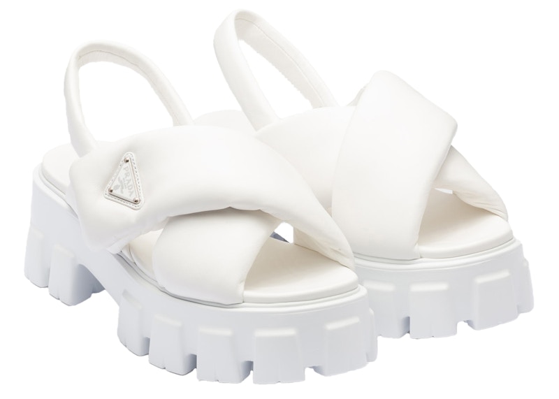 (W) Prada Monolith Padded 55mm Sandals White Nappa Leather 圖 2