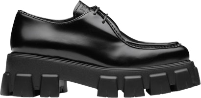 (Women) Prada Monolith Pointy Brushed Leather Lace Up 'Black' 1E719M-055-F0002 (Women) Prada Monolith Pointy Brushed Leather Lace Up 'Black' 1E719M-055-F0002