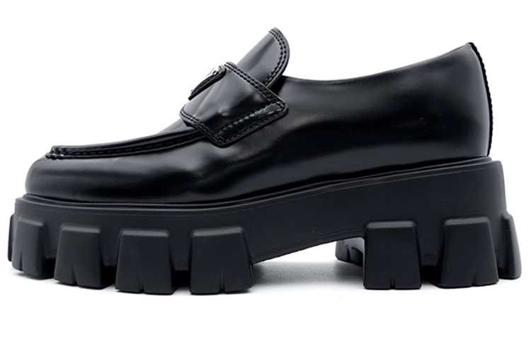 (W) Prada Monolith Pointy Brushed Leather Loafers 'Black'
