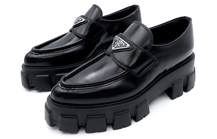 (W) Prada Monolith Pointy Brushed Leather Loafers 'Black' 圖 2
