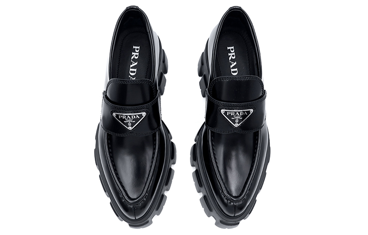(W) Prada Monolith Pointy Brushed Leather Loafers 'Black' 圖 3