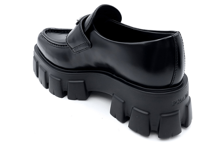 (W) Prada Monolith Pointy Brushed Leather Loafers 'Black' 圖 4
