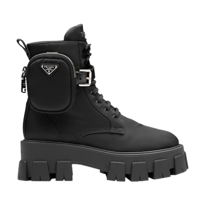 (W) Prada Monolith Pouch Lace-Up Boot 'Black'