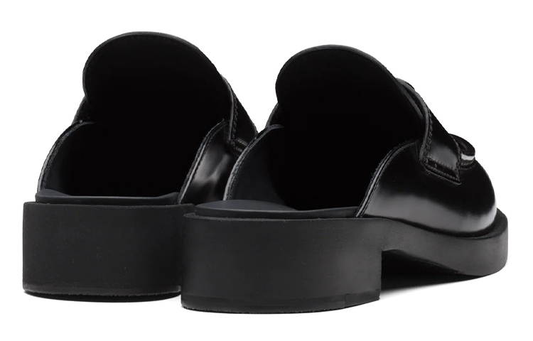 (W) Prada Chocolate Brushed Leather Mules 'Black' 圖 5