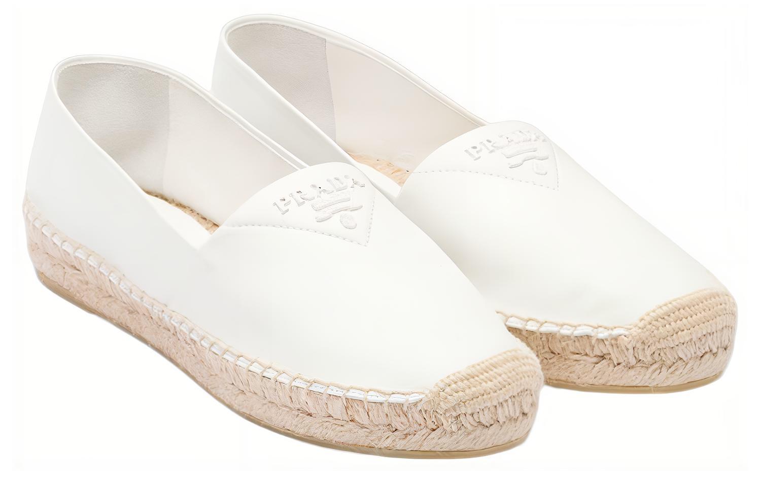 (W) Prada Nappa Leather Woven Flats 'White' 圖 2