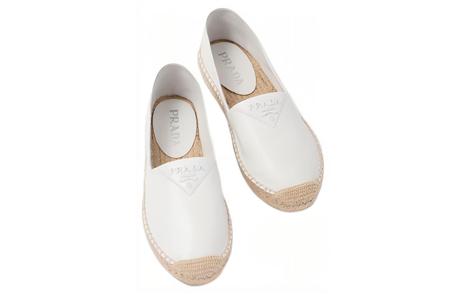 (W) Prada Nappa Leather Woven Flats 'White' 圖 3