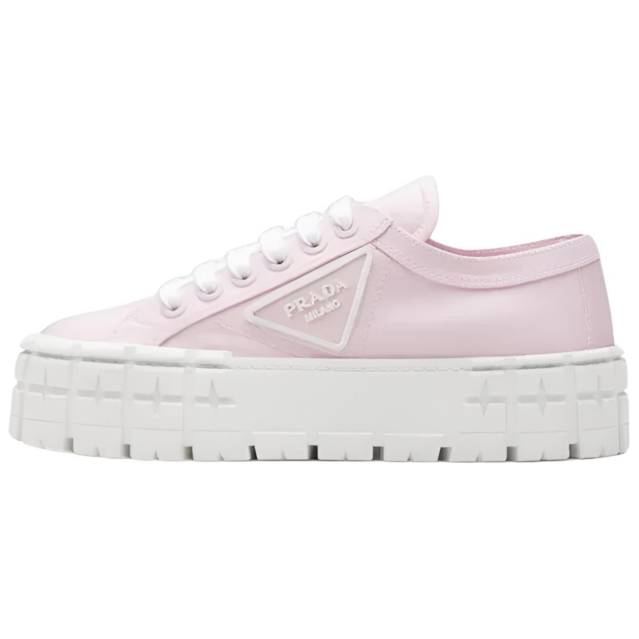 (W) Prada Nylon Gabardine Wheel Double 'Pink Snow'
