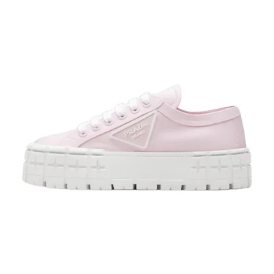 (W) Prada Nylon Gabardine Wheel Double 'Pink Snow'