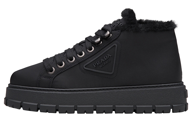 (Women) Prada Nylon High-Top Canvas Sneakers 'Black' 1T490M_3G0O_F0002_F_ZF45