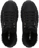 Shop PRADA 普拉達 尼龍系帶高筒帆布鞋 女款 黑色