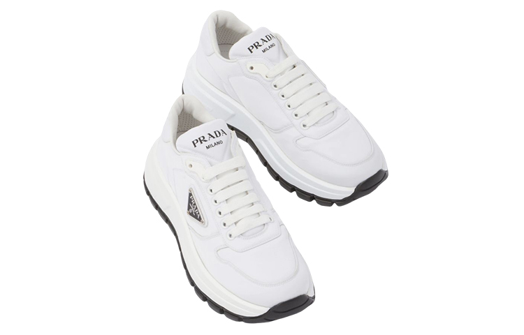 (W) Prada Nylon Logo Strap Low-Top Sneakers 'White' 圖 4