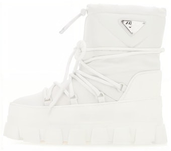 (W) 普拉达白色尼龙圆头中筒系带雪地靴 1U007N_3LFV_F0009_F_040 Buy (W) 普拉达白色尼龙圆头中筒系带雪地靴 1U007N_3LFV_F0009_F_040