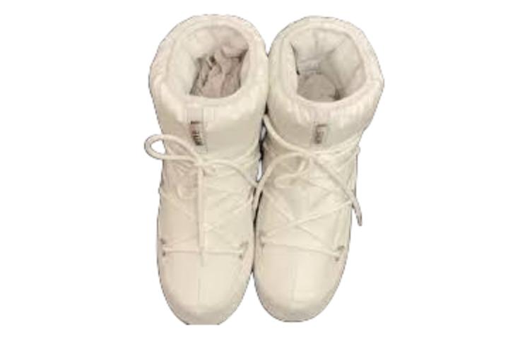 Shop (W) Stivali Prada Nylon Bianchi da Neve a Punta Tonda e Lacci Metà Polpaccio 1U007N_3LFV_F0009_F_040