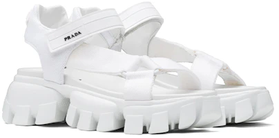 Lookbook PRADA 尼龍編織飾帶時尚百搭運動涼鞋 女款 白色