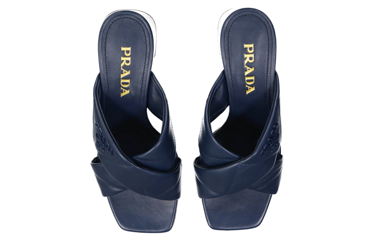 (W) Prada Open-Toe Calfskin Fashion Sandals 'Blue' 圖 5